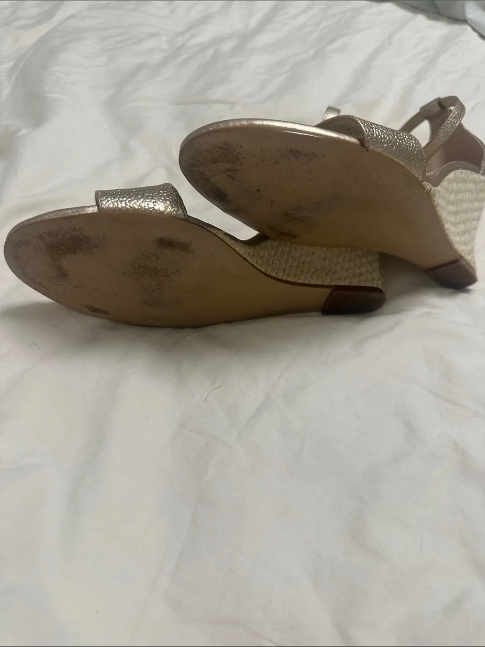 Lilly Pulitzer Gold Metallic Ankle-Strap Wedge  8 1/2 M